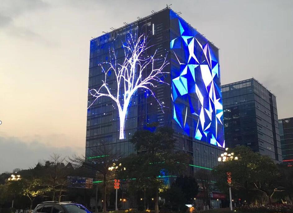 Outdoor glass curtain wall transparent LED display for advertising
