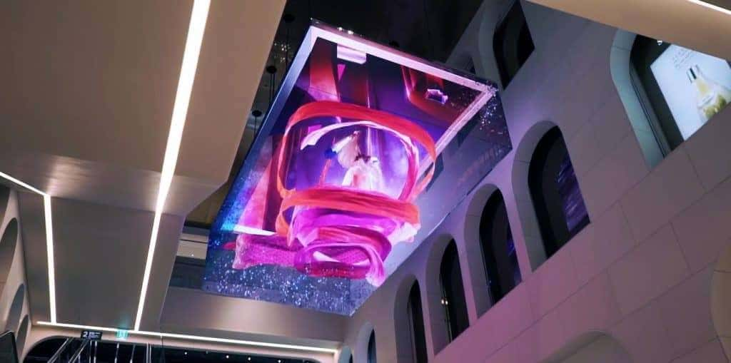 Glind suspended floating transparent LED display for mall atrium project
