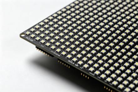 Figure 1: Close-up view of a P2.5 LED module showing the precise SMD pixel arrangement at 2.5mm pitch